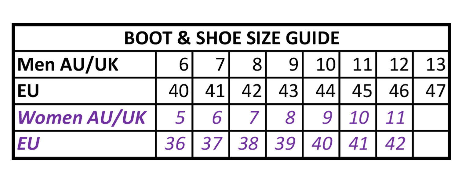 size chart New Rock Australia