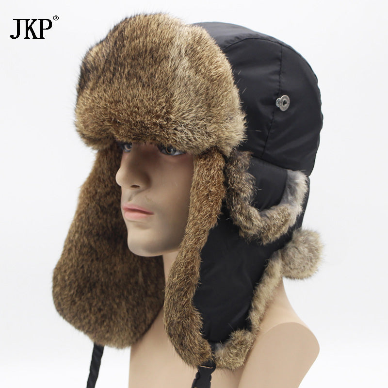 men's rabbit fur trapper hat