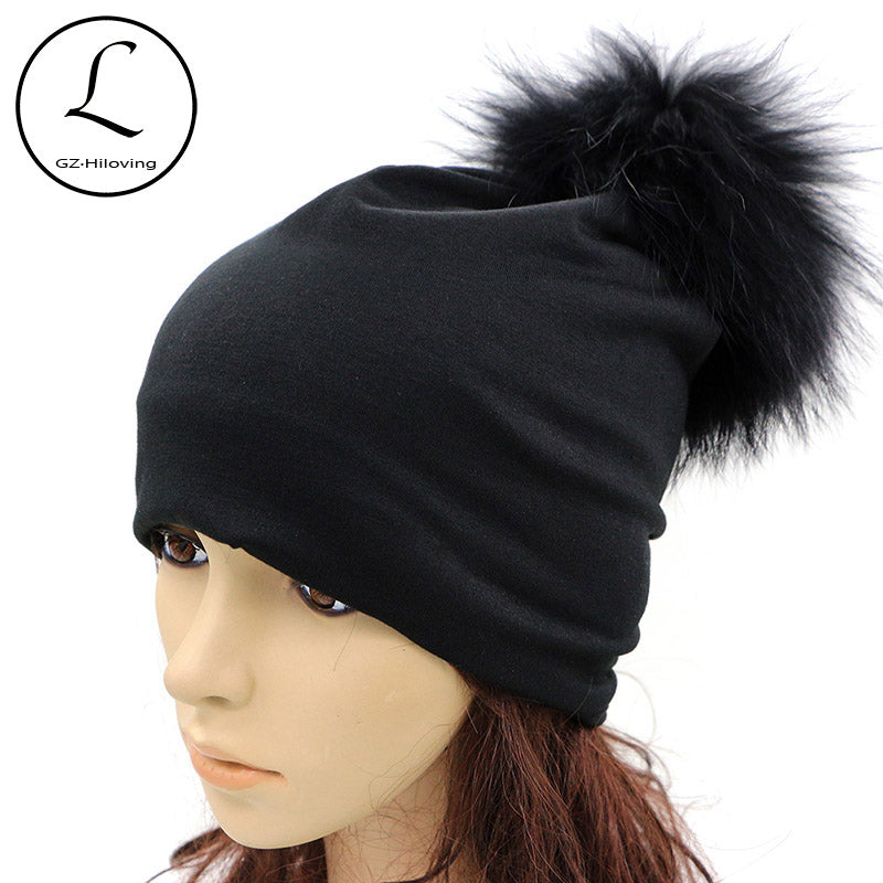 ladies fur pom pom hat