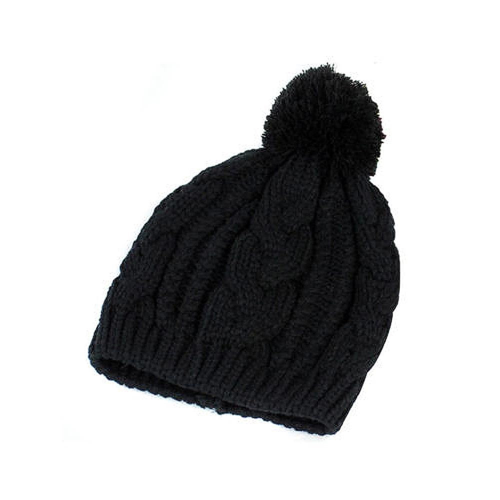 womens black bobble beanie