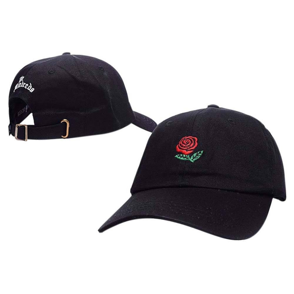 Men Women Embroidery Rose Snapback Caps 