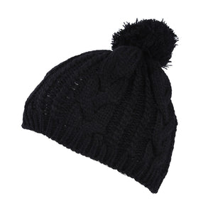 womens black bobble beanie