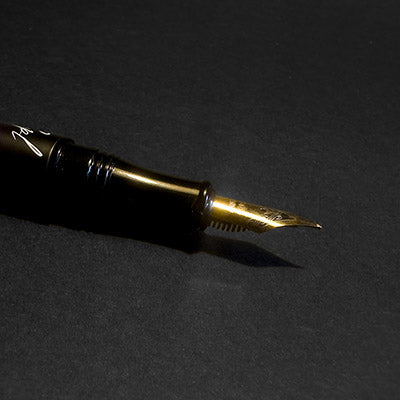 Closeup of a fountain pen nib