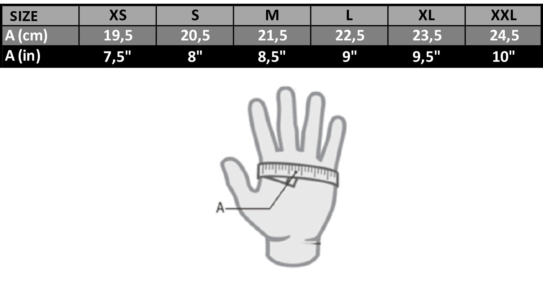 Mares Gloves Size Chart