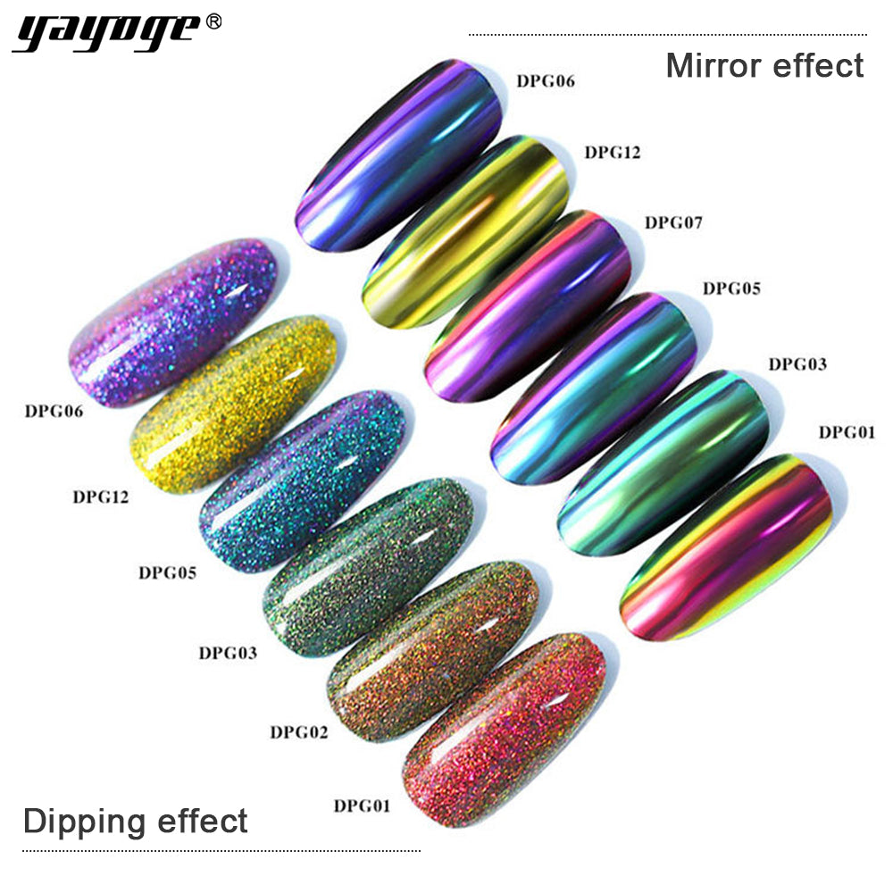 YAYOGE 4 in 1 Dipping Powder Natural Dry Mirror Glitter/Extension/Crav ...