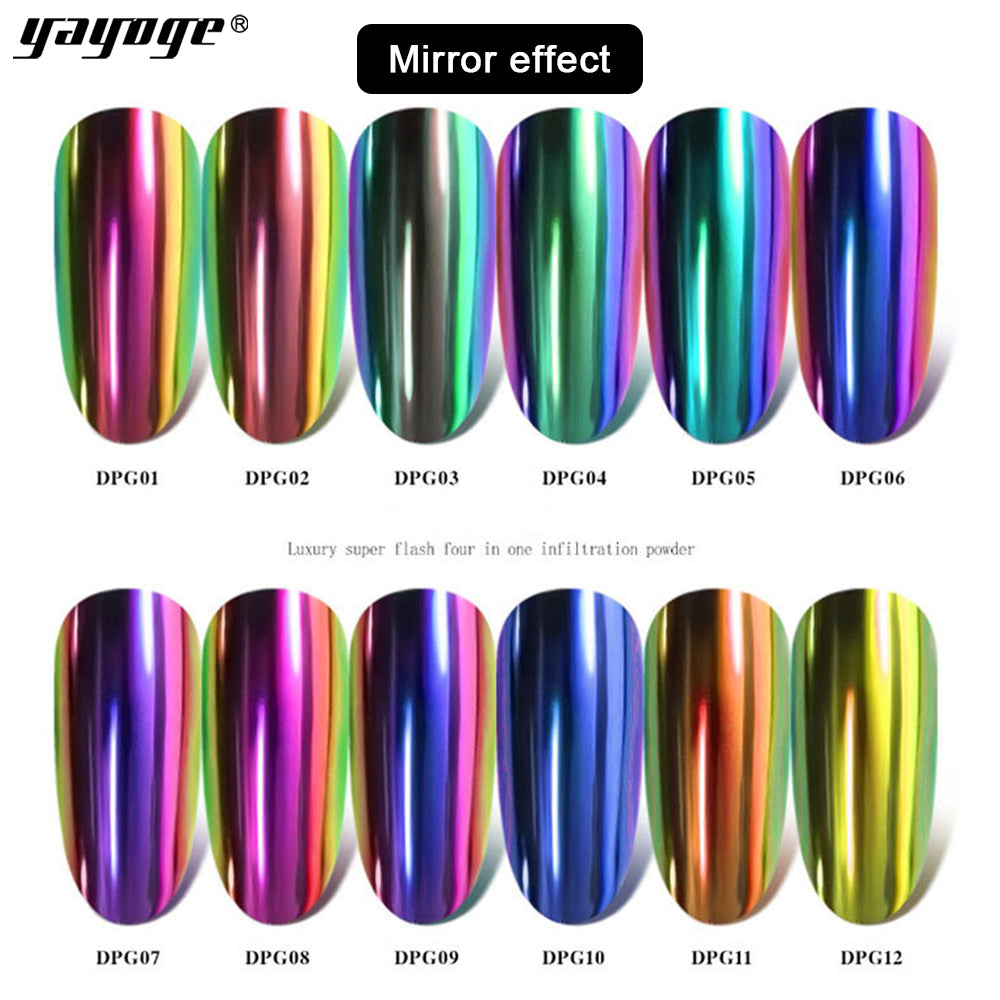 YAYOGE 4 in 1 Dipping Powder Natural Dry Mirror Glitter/Extension/Crav ...