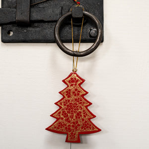 Red and Gold Pebble Hanging Christmas Tree