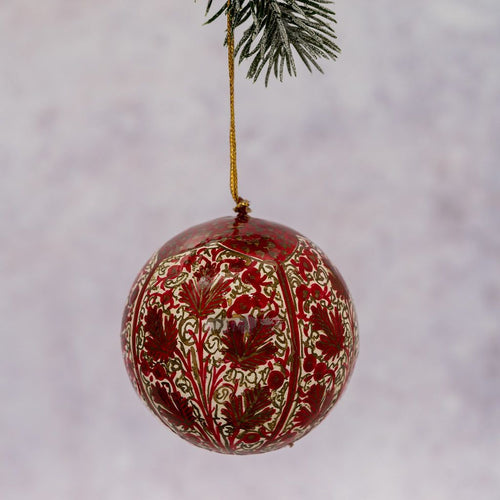 3" Paper Mache Christmas Baubles Xmas Decorations