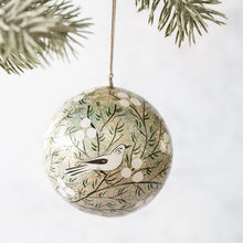 Load image into Gallery viewer, 2&quot; Silver Glitter With White Birds Christmas Bauble