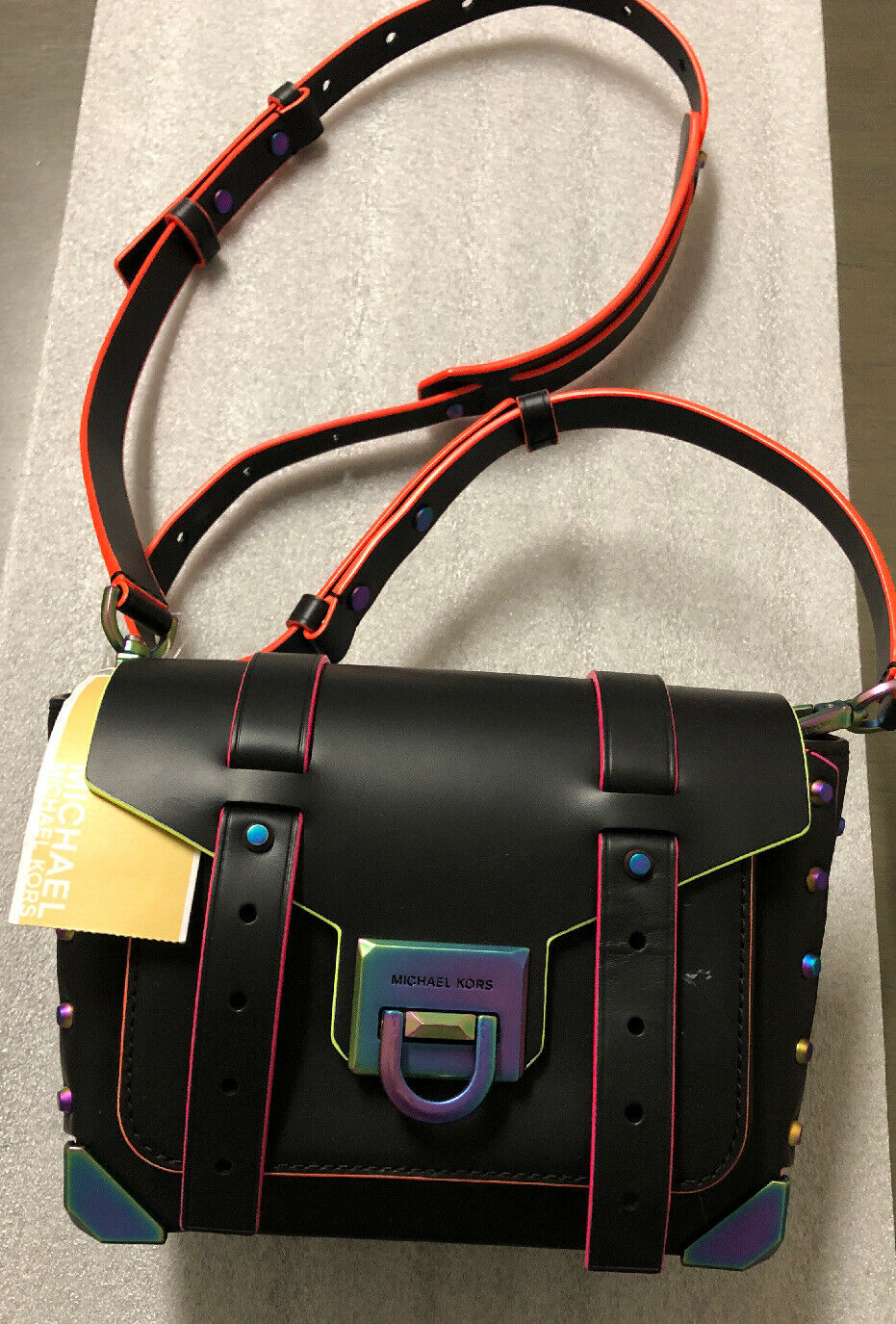 michael kors black neon purse