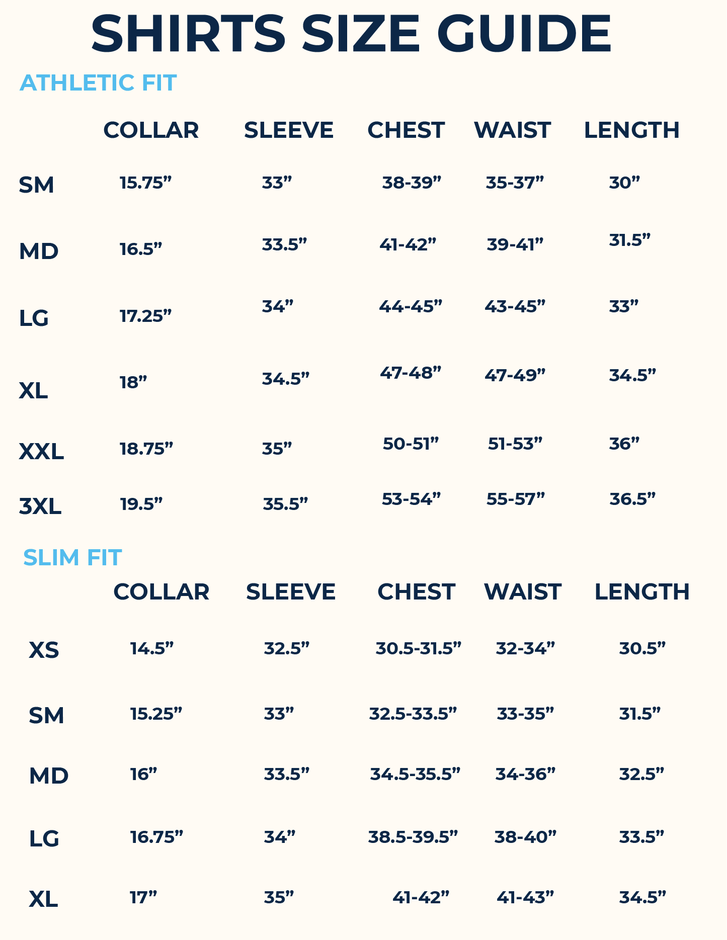 Shirt Size Guide – &Collar