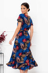 Rochie 3/4 cu decolteu in V - KIRA - Bleumarin