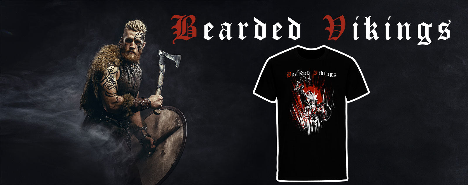 Band pour page produit t-shirt Bearded Vikings Noir_