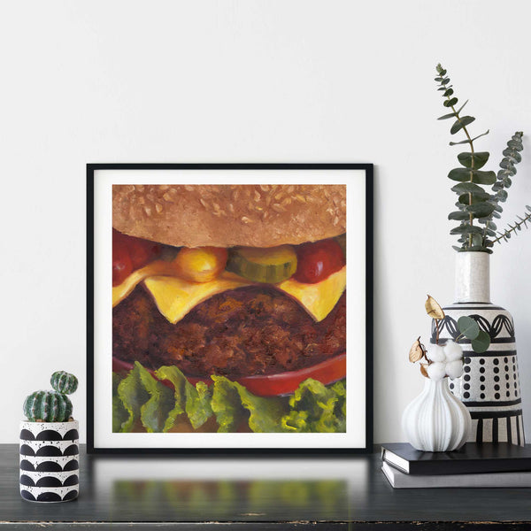 Smile :) - Burger Art Print | gift for a man who likes to cook BBQ ...