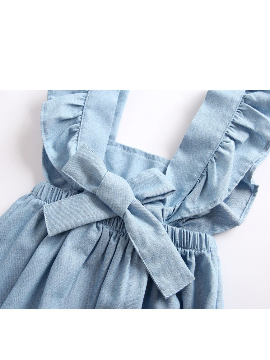 denim ruffle romper