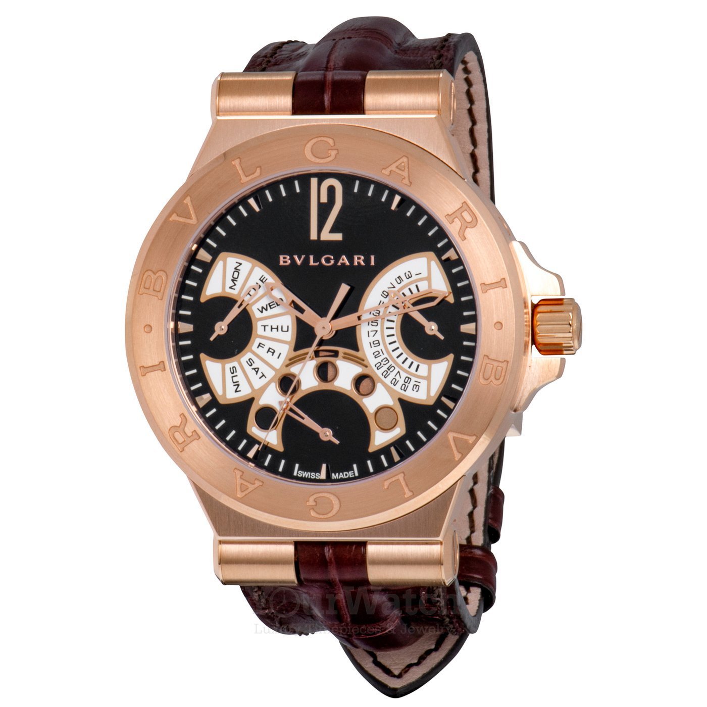 bvlgari diagono moonphase rose gold watch