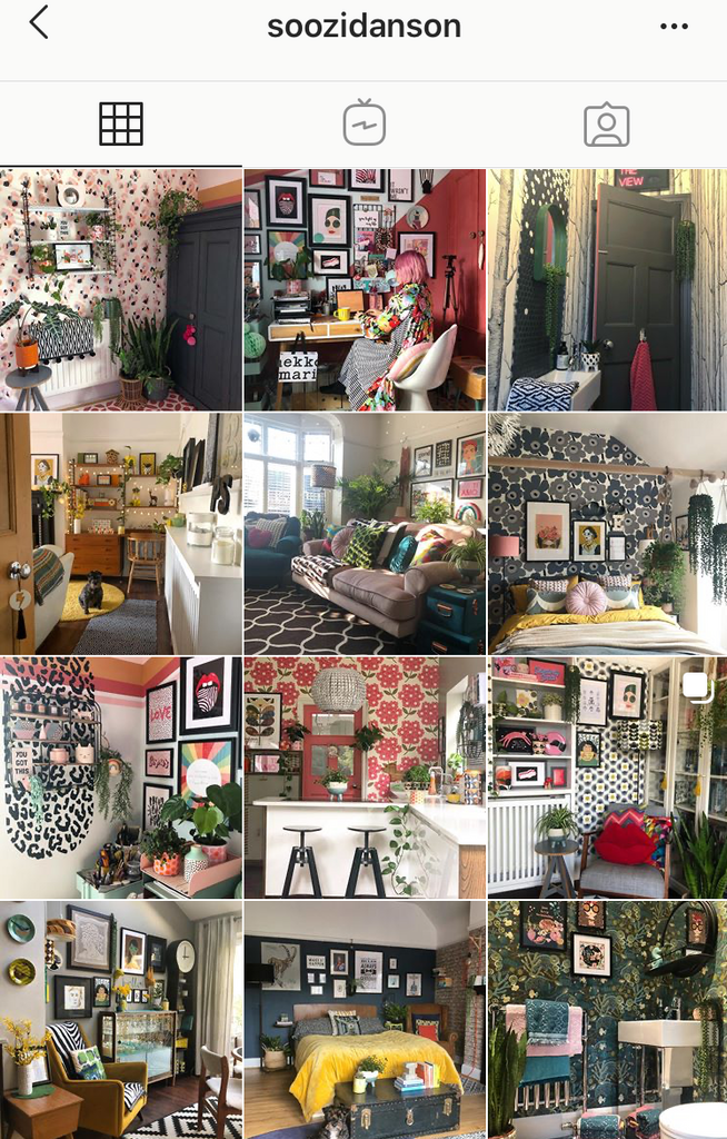 Screenshot of the instagram feed of interiors blogger @soozidanson