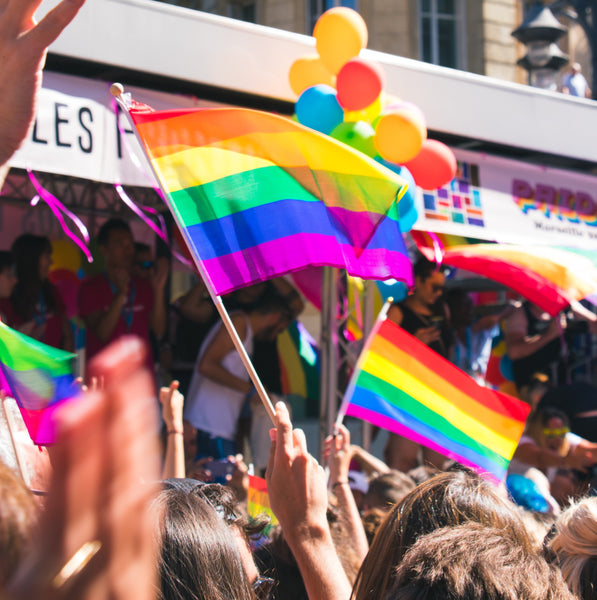 Rainbow flags flying at Brighton's annual Gay Pride event