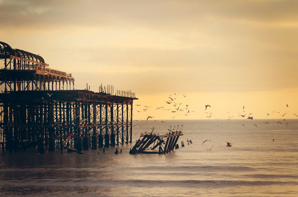 Brighton's West Pier photographed at sunset