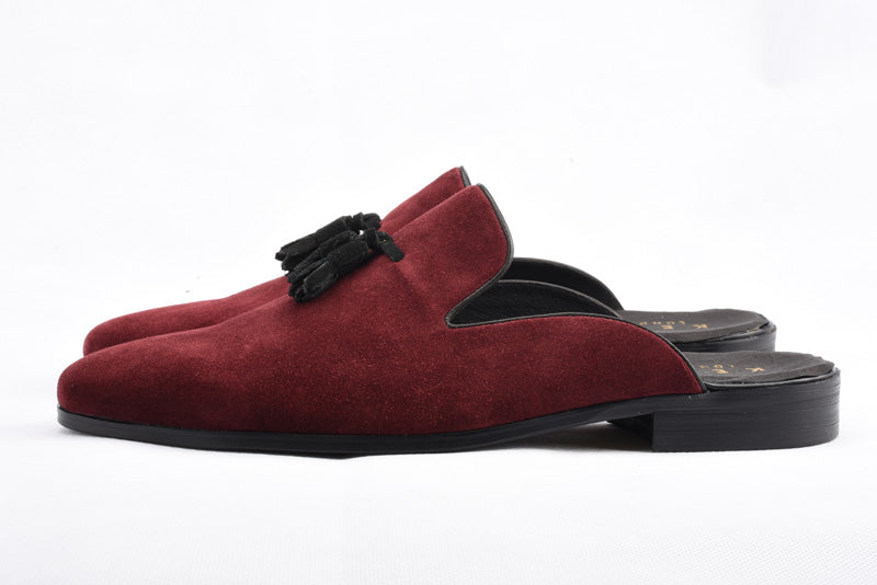 maroon suede loafers