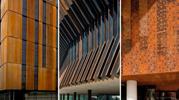 Corten steel building facades showing natural colour transition