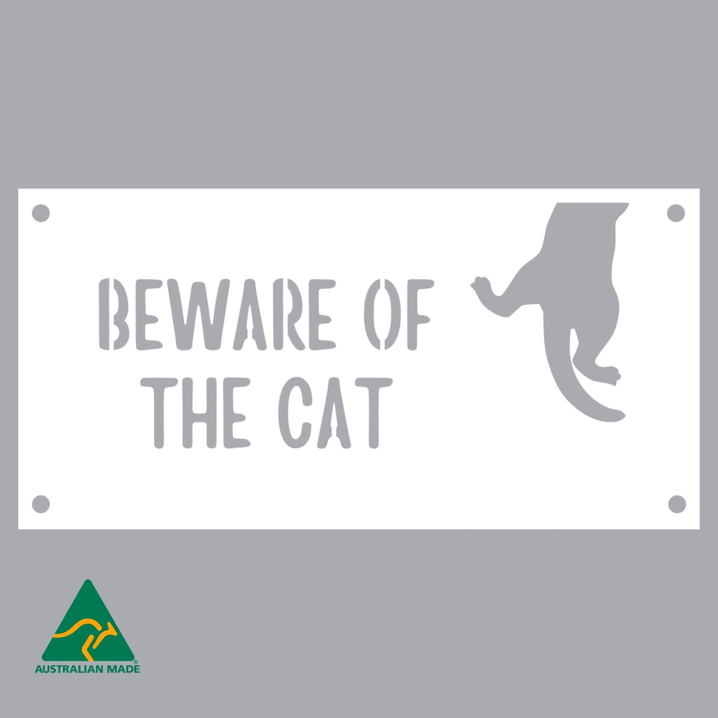 Max Beware of the Cat Wall Sign | White Finish