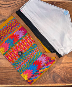 Embroidered Clutch Handbag - Tan