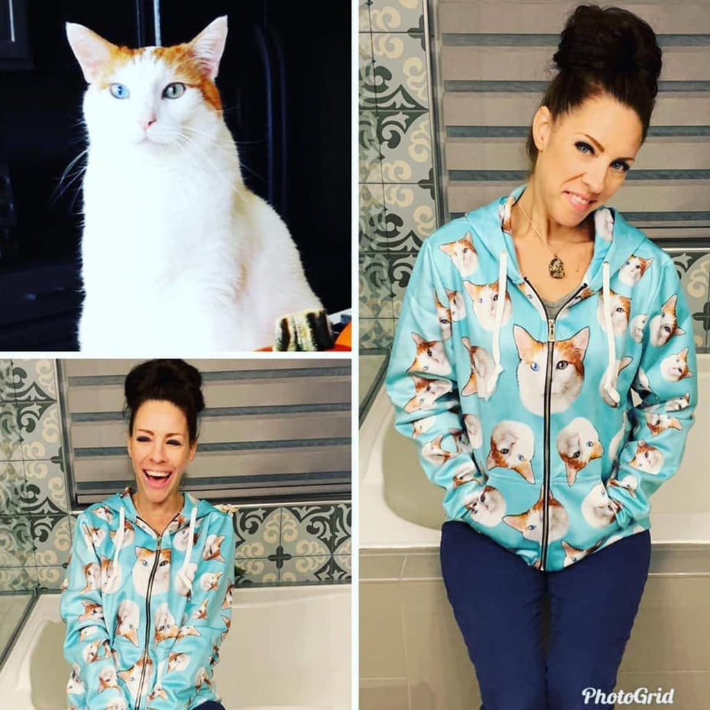 Custom Cat Face Zip-Up Hoodie - Perfect Gifts for the Cat Lover in Your Life - ASDF Print