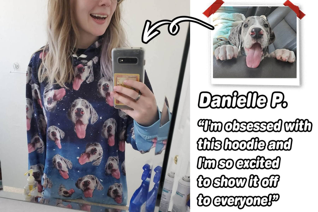 Custom Dog Face Hoodie - ASDF Print - Danielle P.