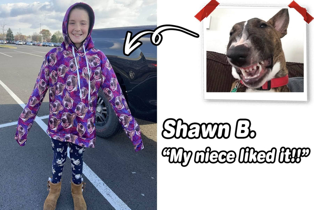 Custom Dog Face Hoodie - ASDF Print - Shawn B.