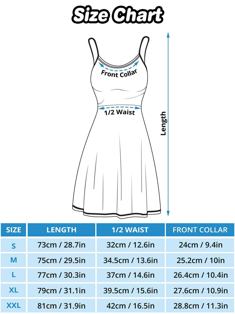 Custom Face Sling Dress - ASDF Print - Size Chart