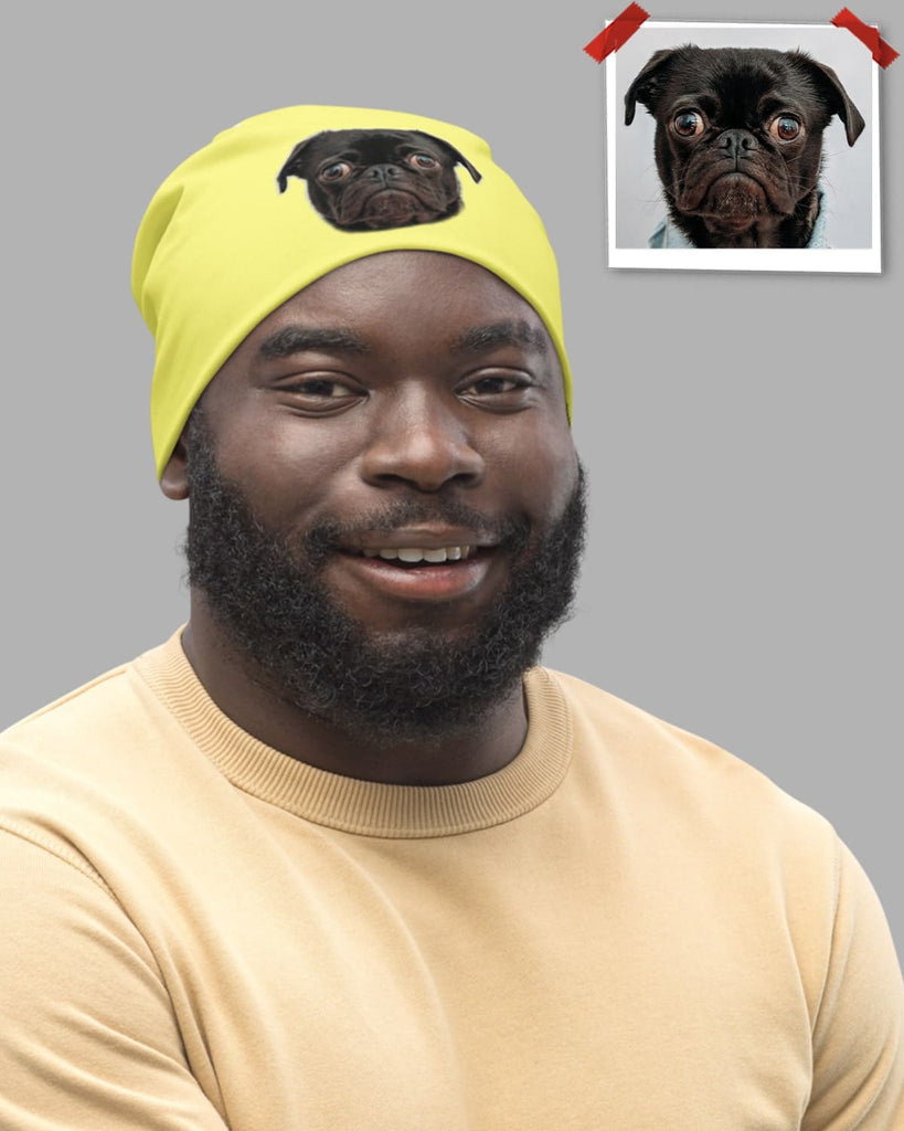 Personalized Face Photo Beanie - ASDF Print - Black Man
