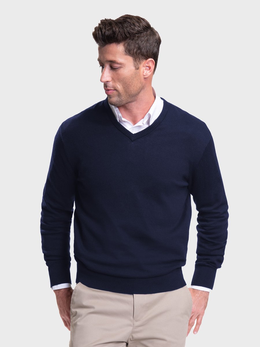 Men's V-Neck Sweater - Navy – ICO Uniforms