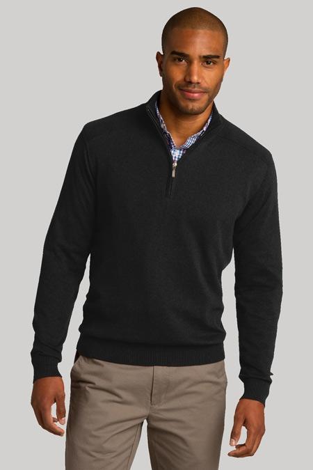 Men's Quarter Zip Sweater - Black – ICO Uniforms