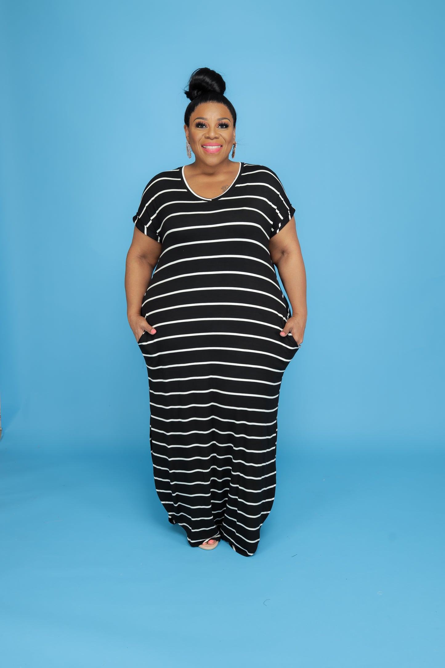 Black Stripe T-Shirt Dress