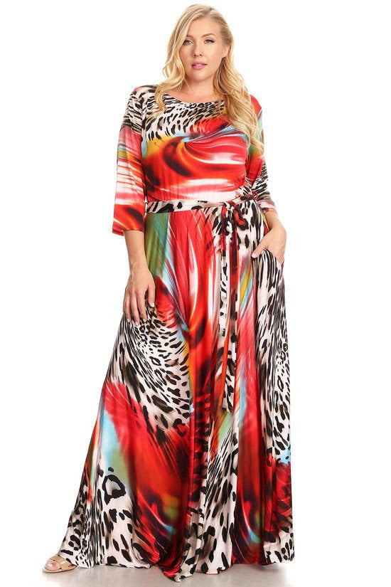 red leopard maxi dress