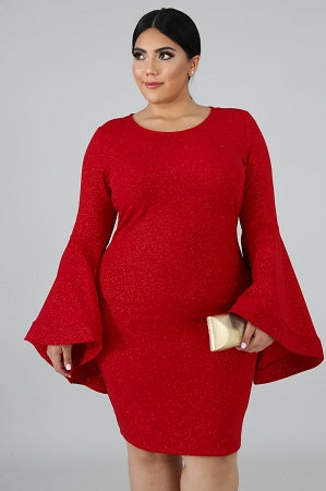 red bell sleeve dress