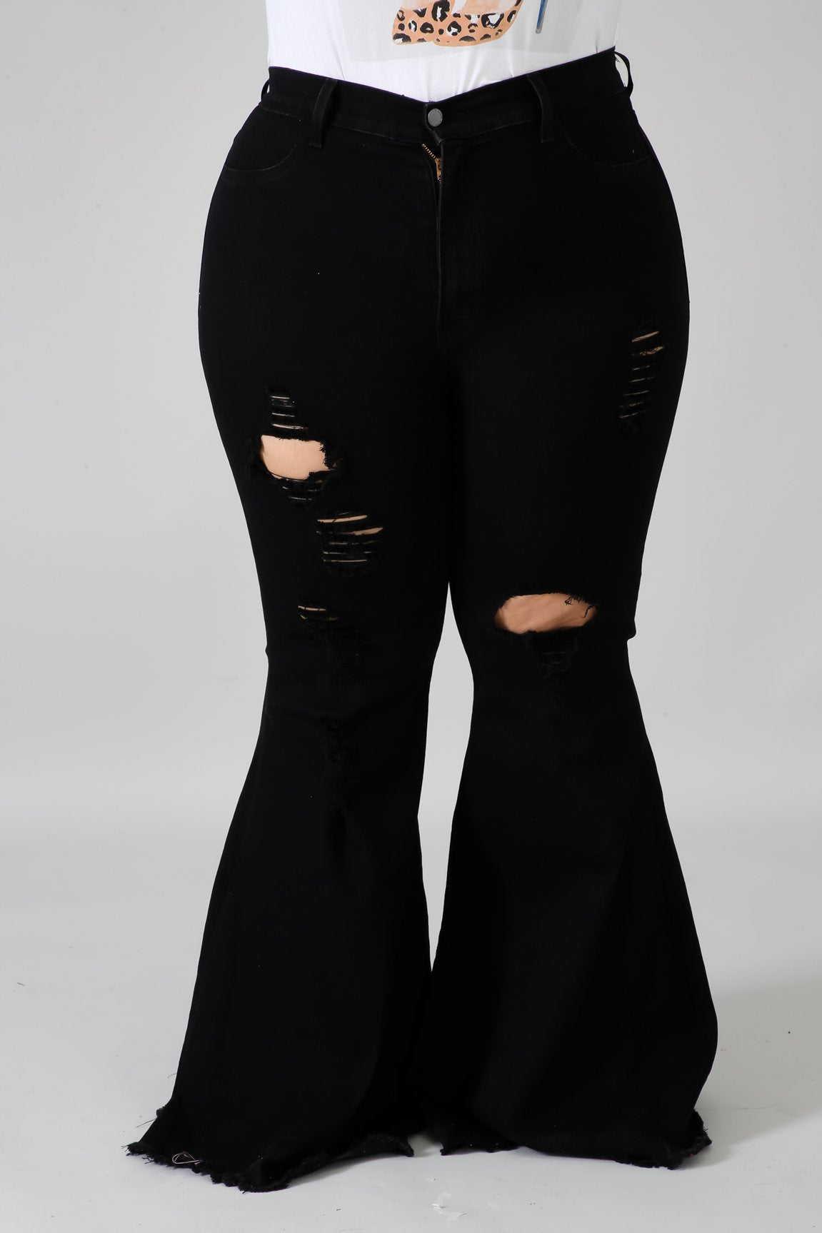 Black Ripped Flare Jeans – Curvaceous Boutique