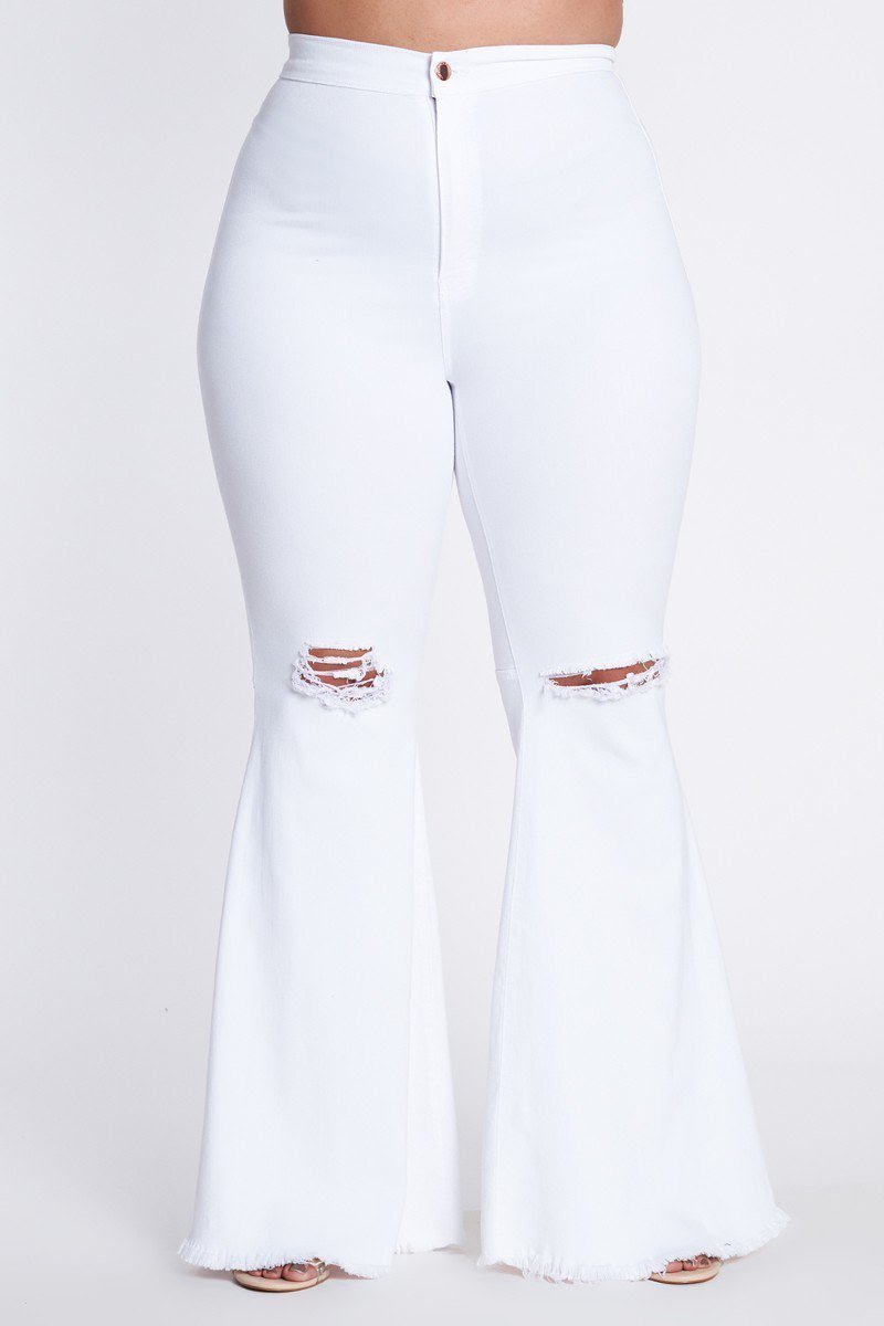 white bell bottom jeans