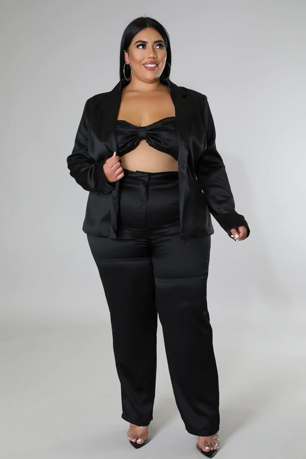 Black Swooping Chain Pant Suit