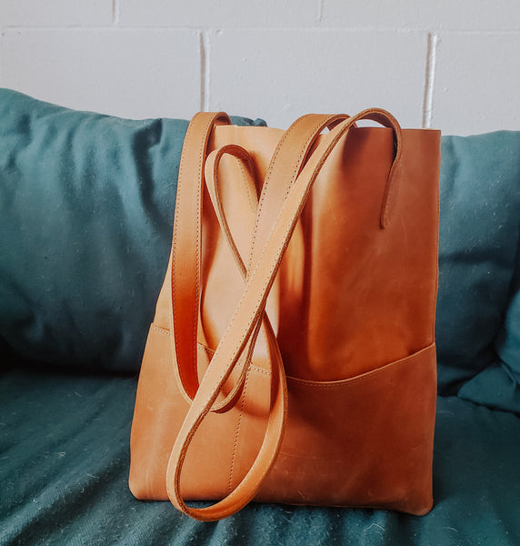 brown leather tote bag 