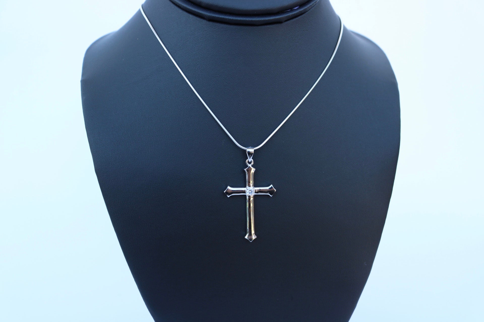 Silver Cross Pendant w/ CZ
