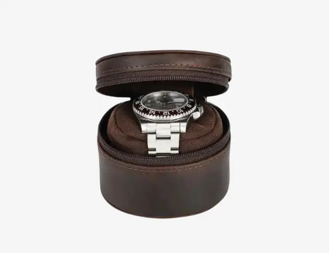 Single Genuine Leather Luxury Portable Watch Travel Roll