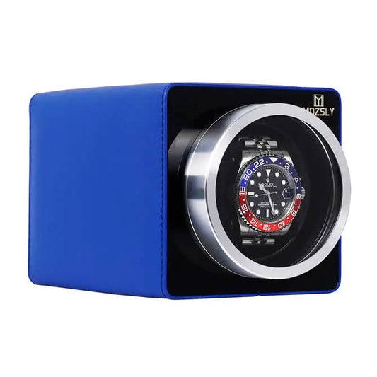 MOZSLY® Single Watch Winder - Light Blue Leather – Mozsly