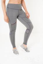 Load image into Gallery viewer, MLK Full Length Grey Leggings with  zip detail and mesh on rear calf