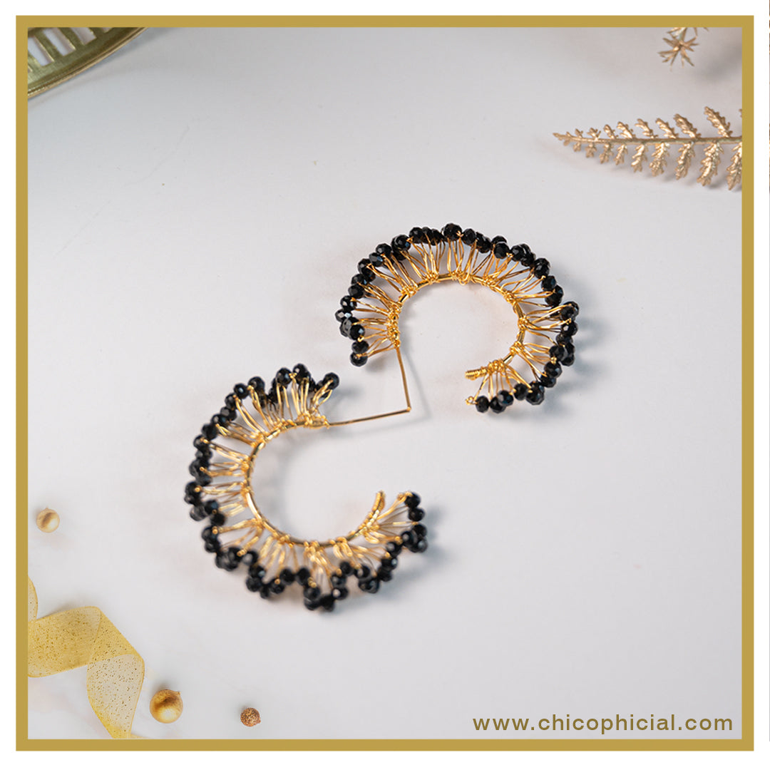 Black Crescent Earrings