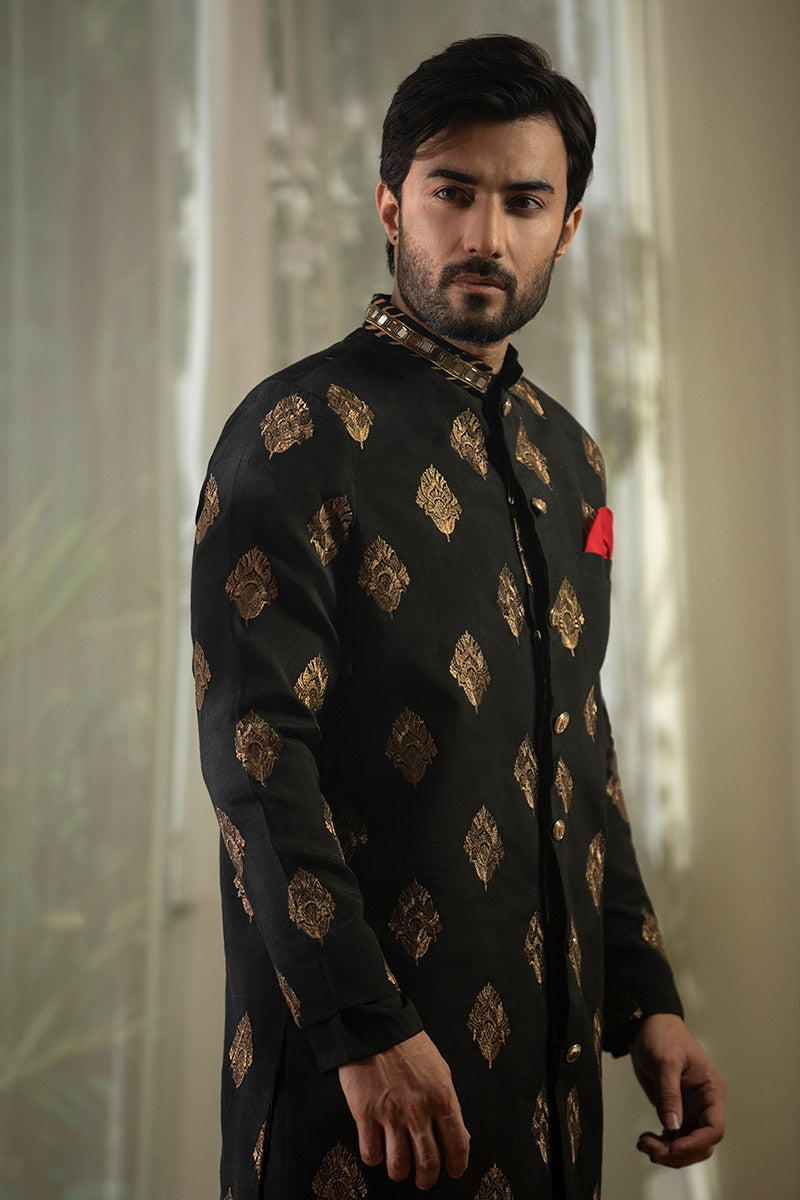 Lux Black Sherwani