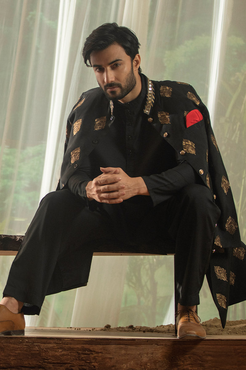 Lux Black Sherwani