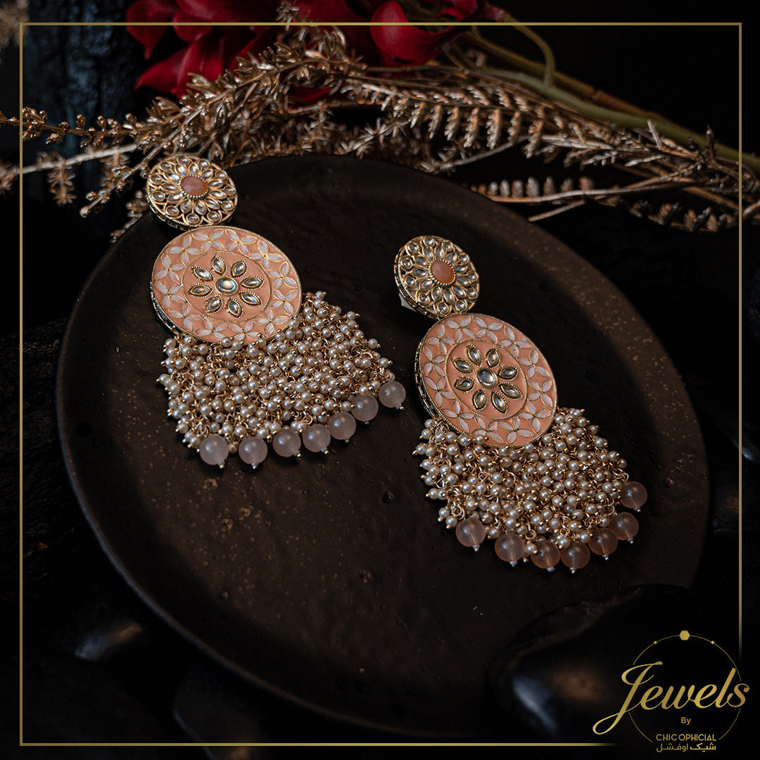 Peach Meena Mahrani Earings