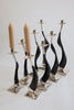 Alpaca silver and black goat horn candlesticks